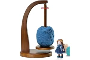 Hengrongshen Wollabwickler für Häkeln, Holz Wollknäuelhalter Magnetischer Rotierender Wollhalter Drehbarer Garnhalter Garnrollenhalter, Wollhalter, Strickzubehör für Strickliebhabe (Retro-Farbe)