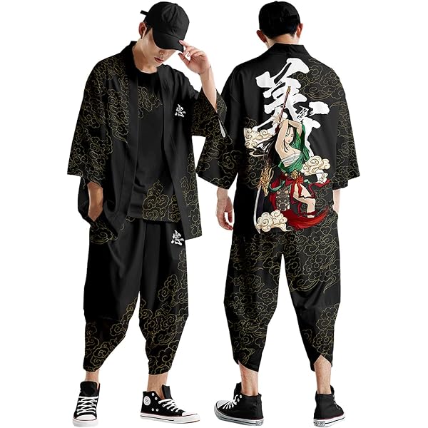 Yukata Ensemble kimono pour homme Imprimé japonais multicolore