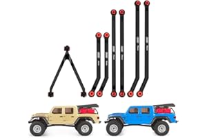 INJORA CNC Maillons Dégagement élevé Aluminium Maillons de Châssis pour 1/24 RC Chenille Voiture Axial SCX24 Gladiator(Noir)