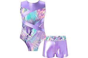 iEFiEL Mädchen Glitzer Turnanzug Ärmellose Leotards Rückenfrei Ballettanzug mit Strass Ballettkleidung Gymnastikbody Tanzkostüm