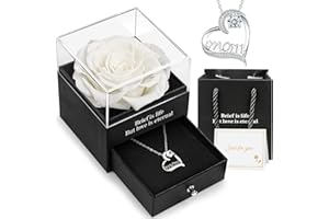 Hnustbo Muttertagsgeschenke für Mama, Ewige echte Rose mit 'Mom' Halskette, Konservierte Rose Ewige Blume Geschenke für Mutter, Geburtstagsgeschenk Mama