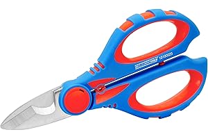 WEICON TOOLS Elektrikerschere XL, Elektriker Schere zum Schneiden, Abisolieren und Crimpen, mit Schutzhülle