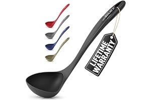 Zulay Kitchen sirva la sopa con cuchara agarre cómodo - cocina y cuchara de la porción de sopa, chile, salsa, aderezos para ensaladas y talud de crepe - ampliación de nylon y la cucharada de sopa lad