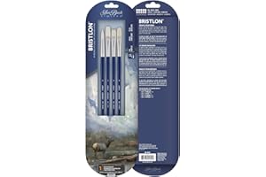 Silver Brush Limited Bristlon Kunst Pinselset, Pinsel Acrylfarbe und Ölfarbe, Langer Griff, 4er Set Pinsel
