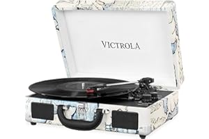 Victrola Platine VINYLE Valise Vintage Portable BT Imprime Carte