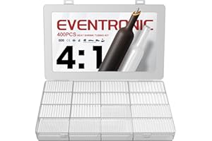 Eventronic 4: 1 Gaine Thermorétractable avec Adhésif, 400 Pièces Double Paroi, IP68 Étanche, pour Isolation Électrique et Connecteurs de Câble, Capacité de Charge Élevée, Transparent