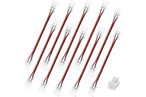 L-formad 2-polig transparent lödfri COB LED-anslutning, 8 mm – 90° vinkelkoppling för 5V/12V/24V enfärgade LED-band (10-pack), spaltfri hörnanslutning