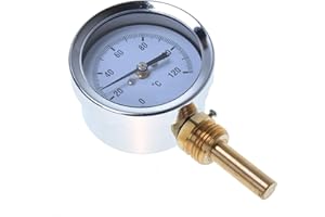 GOSHE Thermomètre à aiguilles bimétallique de 0 °C à 120 °C avec manchon de plongée 1/2" radial.