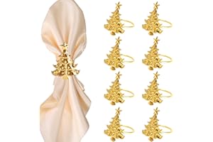 BIGXIN 8 Pezzi Anelli Portatovagliolo di Natale, Portatovaglioli Natalizi a Forma dell'Albero di Natale in Metallo per Matrimoni, Feste di Ringraziamento e Cene Quotidiane