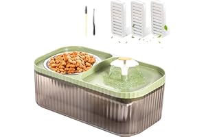 Marchul Cat Water Fountain and Stainless Steel Food Bowl, 100oz/3L Super Quiet Automatic Pet Water Dispenser with Smart Pump and 3 Replacement Filters for Cats
