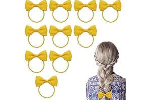JEZIORO 10Pcs Hair Bows for Girls,Yellow Bow Kids Hair Accessories,Toddler Hairband Bands for Girl and Baby,Children's of Cute Fine Headdress Set,fit School Cheerleading,Christmas Hairbands Accessory(1.1inch)