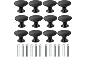 Kyrio 12PCS Drawers Knobs Furniture Knobs Drawer Handles Vintage Antique Brass Diameter 30 mm Knob for Cabinet Drawer (Black)