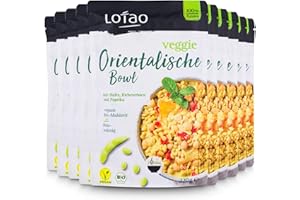 ‎LOTAO LOTAO Veggie Orientalische Bowl 10x220g Vegane Fertiggerichte Paket | BIO-Gericht ohne Zusätze + Soja | Schnell + praktisch: Fertigessen für Mikrowelle + Pfanne | Vegane Lebensmittel für jeden Tag