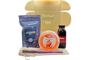 Nostea - Kit à Bubble Tea - Thé Vert Jasmin - Avec Sirop Fraise+ Perles Pêche et Paille Réutilisable - 100% Vegan, Sans Colorants Artificiels - Pour Plus de 10 Bubble Tea