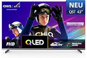 CHIQ 43 Zoll (108cm) Smart TV, Full HD QLED Google TV mit WLAN, Google Assistant, Bluetooth, 90% DCI-P3, HLG&HDR10, Triple Tuner (DVB-C/-S2/-T2), App Store, Prime Video, Dolby Audio, HDMI, CI+, L43QST