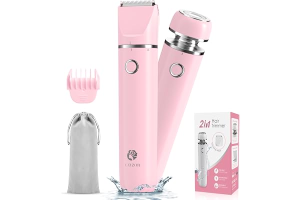 Cayzor Kit tondeuse et rasoir de bikini pour femme – Tondeuse électrique 2 en 1 humide/sèche pour épilation du visage, sans fil, étanche, rasoir bikini pour visage, lèvres, menton, pubien, aisselles