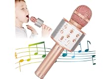 KIDWILL Wireless Bluetooth Karaoke Microphone for Kids, 5-in-1 Portable Handheld Karaoke Mic Speaker Player Recorder with Adj