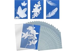 LUTER 32 Pièces Papier Cyanotype, Art Solaire Haute Sensibilité Avec Outil en Plastique Pour Enfants Adultes Bricolage Artisanat