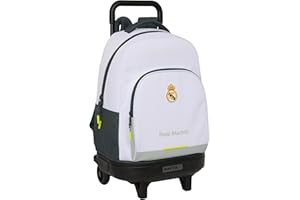 Safta REAL MADRID EQUIPACIÓN 25/26 - Mochila Grande con Ruedas, Compacta, Extraíble, Ideal para Niños de Diferentes Edades, Cómoda y Versátil, Calidad y Resistencia, 33x22x45 cm