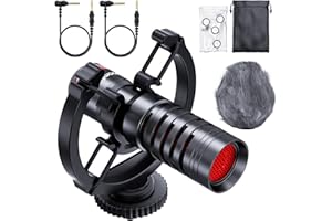 SOOMFON Videomikrofon Richtmikrofon Shotgun-Mikrofon Nierencharakteristik Direktionales Kameramikrofon mit Schockhalterung Windschutz 3,5 mm TRS- und TRRS-Anschlüssen für DSLR, Kameras, Smartphone
