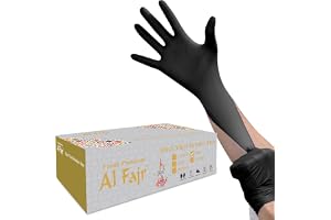 Vinyl Disposable Gloves, Large, 100 Pieces, Black - Latex Free, Powder-Free, Food Safe Disposable Gloves for Cleaning, Cooking, and Medical Use