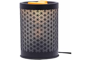 Candle-Brothers Electric Oil Burner | Flower of Life Aroma Lamp for Scented Wax | Room Fragrance Electric | Black Oil Burner | Lamp for Office, Bedroom, Yoga