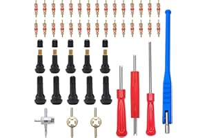 VooGenzek 47 Stücke TR413 Reifen Ventilschaft Einziehwerkzeug, Ventilkerne, Ventilkernschlüssel, mit TR413 Snap-in Gummi Reifen Ventile, Doppel & Einzelkopf Ventil Entferner, für Auto, Motorrad