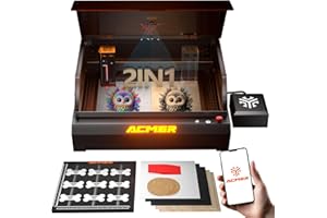 ACMER Macchina per incisione laser, diodo desktop 2-IN-1 10 W e 2 W uscita IR con alloggiamento integrato, modulo fotocamera integrato per taglio laser e assistenza aerea 800 mm/s, macchina per