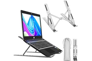 Tygot 6 Angles Adjustable Aluminum Ergonomic Foldable Portable Tabletop Laptop/Desktop Riser Stand Holder Compatible for MacBook, HP, Dell, Lenovo & All Other Notebook (Grey)