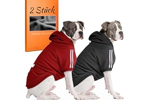 SOADKP Hunde Pullover Kapuzenpulli mit Fleece – Warme Hoodies & Mantel für Mittelgroße Hunde (Schwarz+Rot/5XL)