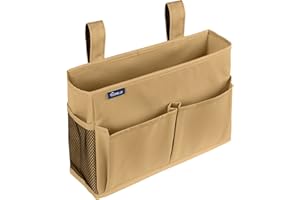 Surblue Bedside Caddy Hanging Organizer Bedside Storage Bag for Bunk and Hospital Beds (Small, Khaki)