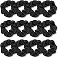 VENUSTE Scrunchies for Women, Premium Satin Softer Than Silk, Bobbles Hair Bands for Women's Hair Accessories, 12 Pack (Black)