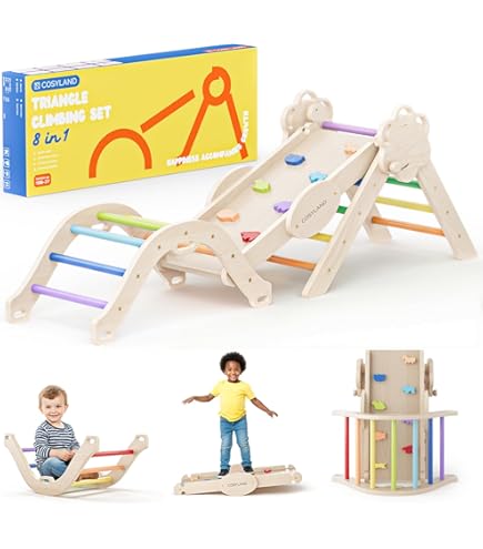 Inklapbare Houten Waldorf Rocker | Klimboog XXL Met Glijbaan Klimhelling Regenboog