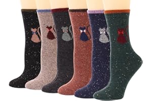 WYMAODAN Chaussettes en laine pour femmes, chaussettes pour chat romanes et mignonnes adaptées aux femmes et aux filles