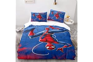 LKFFHAVD Juego de funda nórdica de Spider-Man Marvel Avengers Spider Man de 135 x 200 cm con impresión 3D Peter Parker para niños Duvet Cover + fundas de almohada (135 x 200 cm, 19)