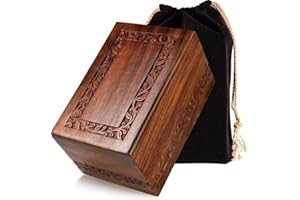 ALL FOR U INCORPORATED Handcrafted Rosewood Wooden Urn for Human Ashes Adult – 200 Cubic Inch Capacity – Engraved Border Funeral Urn for Ashes – Memorial Keepsake Box