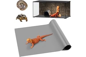 SISIPAI LIFE Reptile Carpet, Bearded Dragon Substrates, Tortoise Bedding Mat, Terrarium Substrate Liner for Leopard Gecko, Tortoise, Turtle Lizard, Snake, Iguana Reptile Tank Accessories Grey(45x180cm)