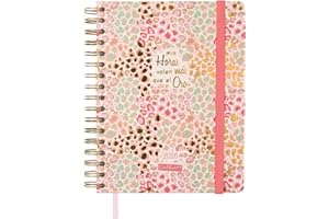 Finocam - Agenda 2026 1 Día Página | Enero - Diciembre (12 meses) | Agenda Anual 2026 con goma elástica | Espiral Doble Tapa Dura Talkual - Oro - Español