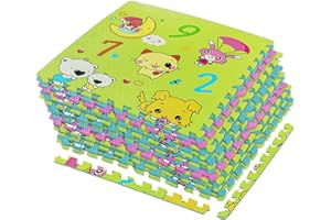 Fk Sports Interlocking Kids Mat, EVA Soft Foam Baby Puzzle Play Floor Tile Mats| Alphabets, Numbers, Animals, Unicorn| 600x600x10mm (8 pcs (32sq. ft), Numbers)