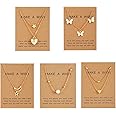 Shining Diva Fashion 5 Pcs Latest Stylish Heart Butterfly Pearl Necklace Jewellery Set for Women Pendant Necklace Gifts for G