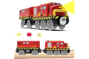 LiRiQi Treno Elettrico per Bambini, Rail Treno passeggeri, Locomotiva ad Azione a Batteria, Set di proiettili per Motore Compatibile Thomas Chuggington Brio, Giocattolo educativo Regali Bambini, Rouge