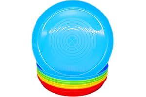 Bloomsworld 8 Toddler Plastic Plates Set, Reusable, BPA Free, Kids Picnic and Party Tableware for Boys and Girls