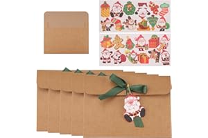 duisoad 24 Pezzi Buste in Carta Kraft, Busta Lettera con Nastri Busta Kraft per Natale, Feste di Compleanno, Matrimoni, Ringraziamento