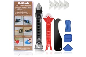 ILITLUK Dichtmittelentferner Silikonentferner Werkzeug Set Silikon Entfernung und Erneuerung von Silikonfugen Profi Dichtmittel Bearbeitungsset Fugenmesser, inkl. Fugenkratzer, Fugenglätter, Silikon Abzieher