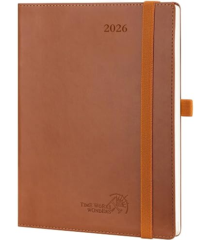 Agenda Semainier 2026 BREPOLS KEMPEN - Format Pocket 11x16cm - Couleur Brun - Reliure à Plat - Langue Anglaise - 6