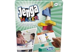 HASBRO GAMING Monopoly Jenga Maker - Wooden Blocks Stacking Tower Game for Kids Ages 8 and Up, 2-6 Players, Multicolor
