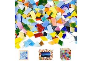 LANSKYLAN 600 PCS Teselas Mixtas en 4 Formas Mosaico Teselas Colores Mixtos Vidrio Teselas para Mosaicos Azulejos de Mosaico de Cerámica Mini Azulejo de Mosaico para Decoración del Hogar Jardín