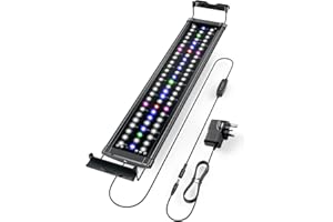 TCCBAC Tccabc LED Aquarium Light with Extendable Brackets for 40-60cm Tank, Fish Tank Light Led,Aquarium Lamp for Freshwater/Marine Fishe & Aquatic Plants, Dimmer-Timer, Full Colour LED Lamp 10Watt