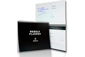 PREVIS Planificador Semanal A4 Productivo -50 Semanas Papel 100g - Weekly Planner 2025 con Calendario Semanal Ideal para Organizar Agenda - Planeador, Planner, Organizador Semanal, Diario y Mensual