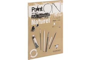 Clairefontaine - Ref 96541C - Paint'ON Multi-Technique Naturel Paper Pad (30 Sheets) - A3 Size, 250gsm Heavyweight Paper, Natural Sand Colour, Acid Free, pH Neutral